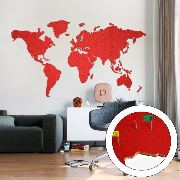 Korková Mapa Světa Červená