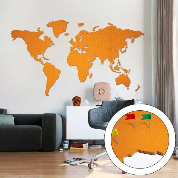 Korková Mapa Světa Oranžová